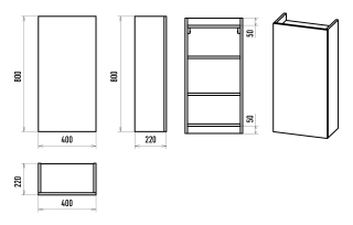 Подвесной шкаф Misty Поло 40см универсальный антрацит/дуб Галифакс белый